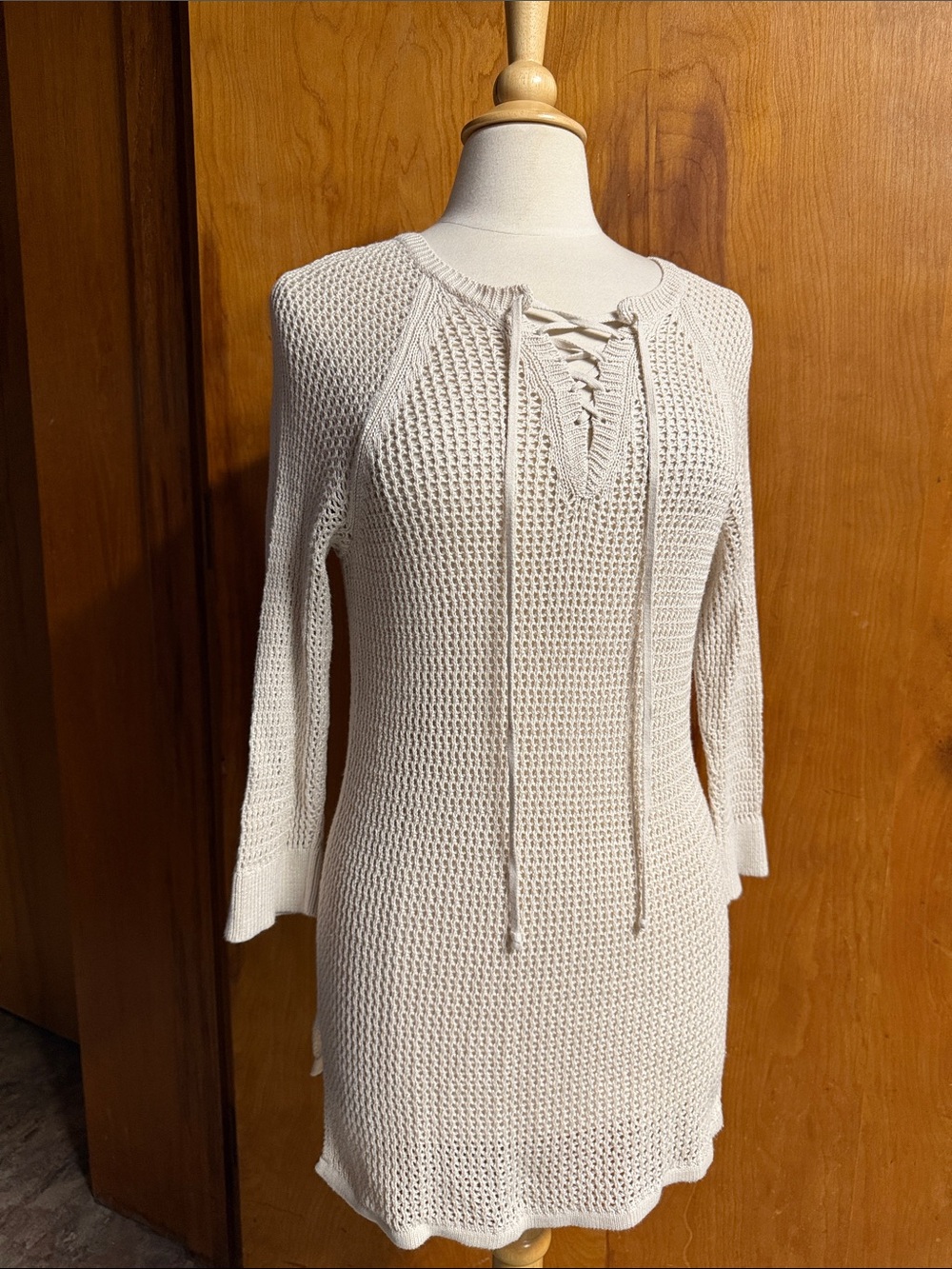 WHITE HOUSE BLACK MARKET Lace-Up Knit Sweater Bathing suit cover Tunic MED